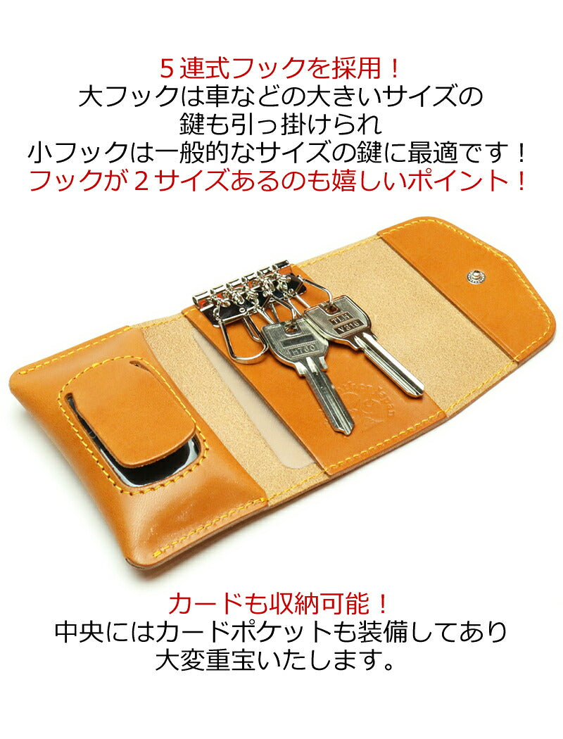 グローリーインレイ マルチキーケース タイプ2　8色 窓付き クリア窓 スマートキー ケース キーレス カード入れ トヨタ スバル ダイハツ 日産 スズキ ホンダ マツダ ミニクーパー Enekey ドアキー YKKAP LIXIL メンズ レディース 栃木レザー 本革 革 名入 リッキーズ r254