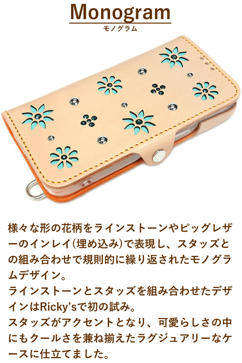 モノグラム 手帳型 ケース 14色 iPhone18Pro 18ProMax iPhone17 17Pro 17ProMax iPhoneAir 17e iPhone手帳ケース Pixel手帳ケース GooglePixel11ProXL Xperia手帳ケース Xperia1VIII Galaxy手帳ケース GalaxyS26Ultra TPU 栃木レザー 革 本革 リッキーズ 名入 r334