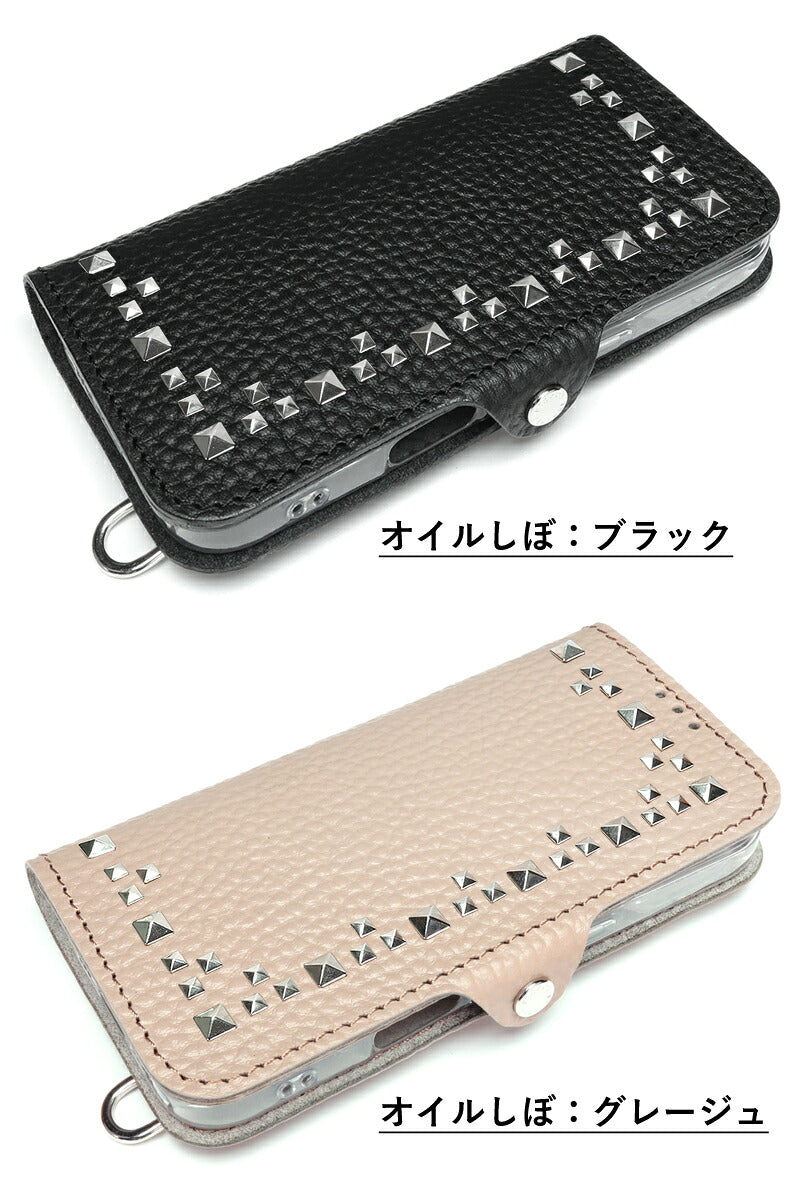 トライアングルピラミッドスタッズ 手帳型 ケース 14色 iPhone18Pro 18ProMax iPhone17 17Pro 17ProMax Air 17e iPhone手帳ケース Pixel手帳ケース GooglePixel11ProXL Xperia手帳ケース Xperia1VIII Galaxy手帳ケース GalaxyS26Ultra TPU 栃木レザー 本革 リッキーズ r344